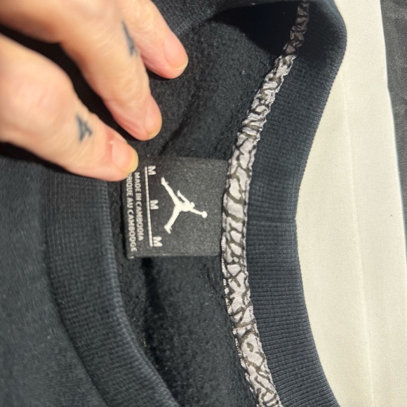 Men's Air Jordan Jumpman Black Spell-Out Sweatshirt M Heavy Nike NBA Sleeve Bull - Picture 11 of 12